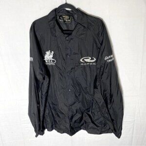 Vintage Roper Black Embroidered Snap Front Windbreaker XL